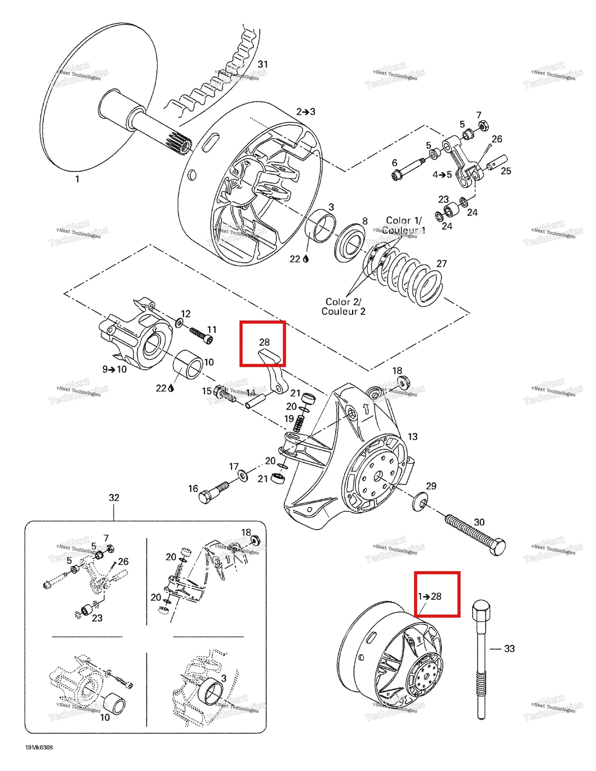 Деталь 417005295 на схеме узла 2003 Ski-Doo Mach Z Drive Pulley