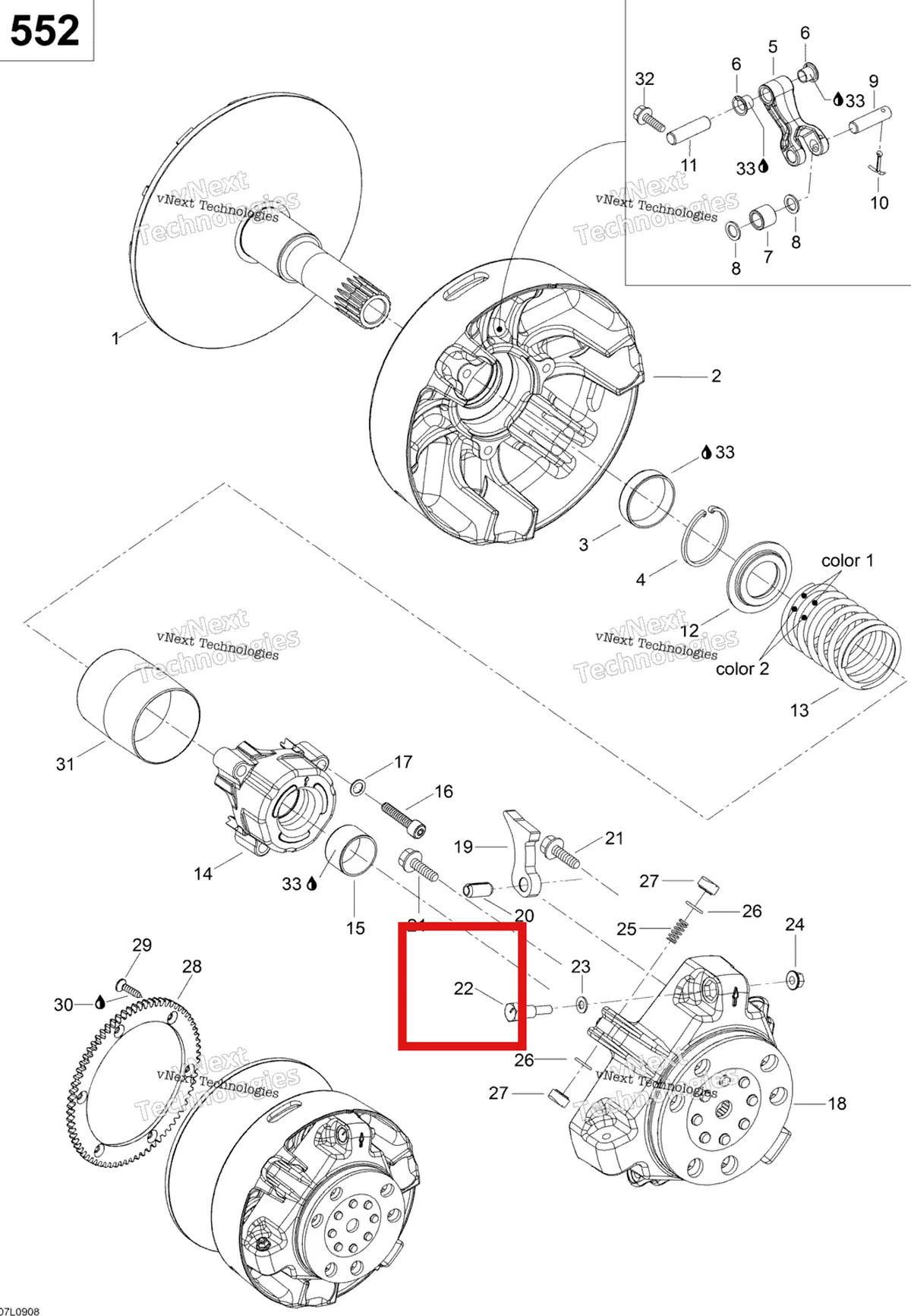 Схема применяемости: Calibration винт Ski-Doo Skandic SUV (2009) (417005500)