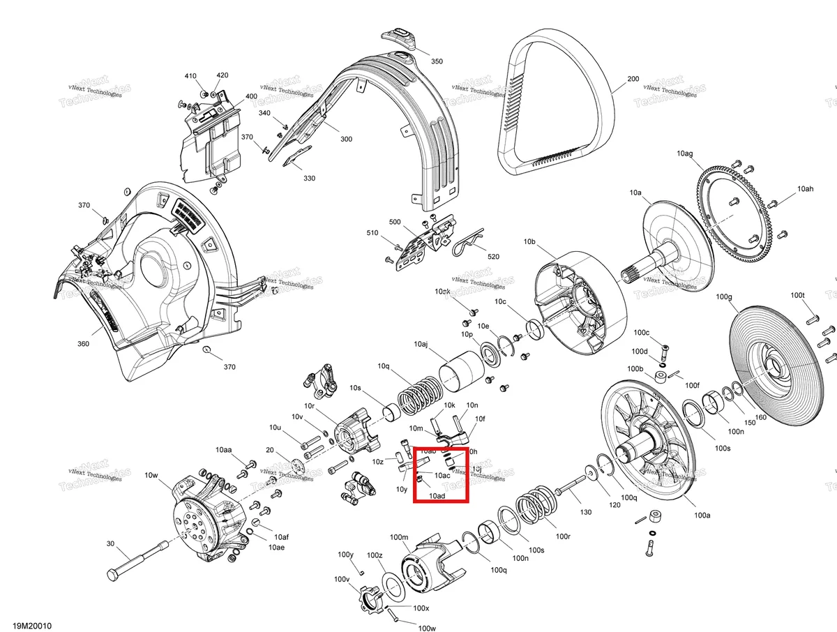 Деталь 417005600 (Шайба) на схеме узла 2020 Ski-Doo RENEGADE 600 CARB Pulley - System