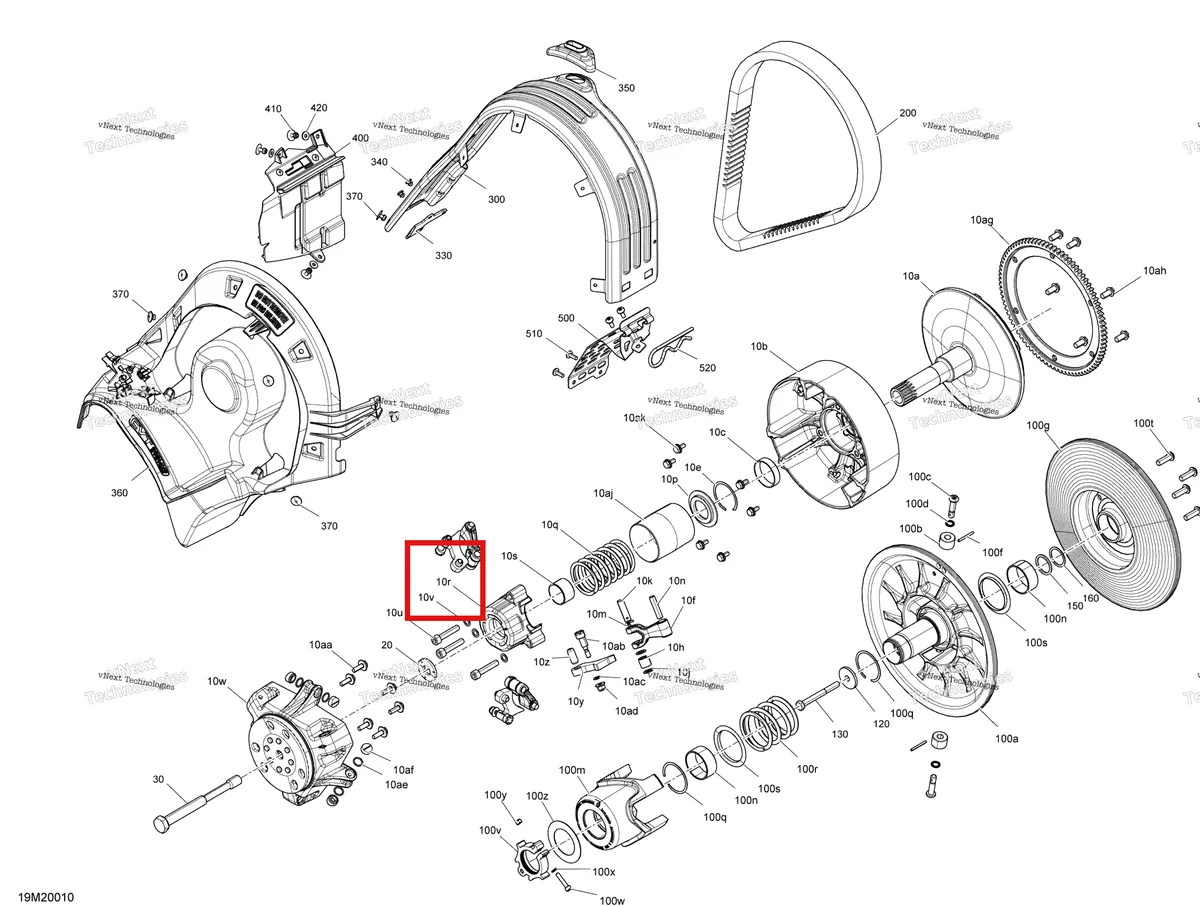 Деталь 417007500 (Деталь Spring Seat. Includes 14 To 15) на схеме узла 2020 Ski-Doo RENEGADE 600 CARB Pulley - System