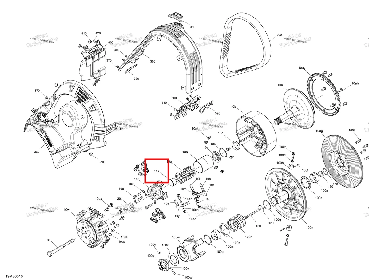 Деталь 417009204 (Деталь Spring Cover Bushing) на схеме узла 2020 Ski-Doo RENEGADE 600 CARB Pulley - System