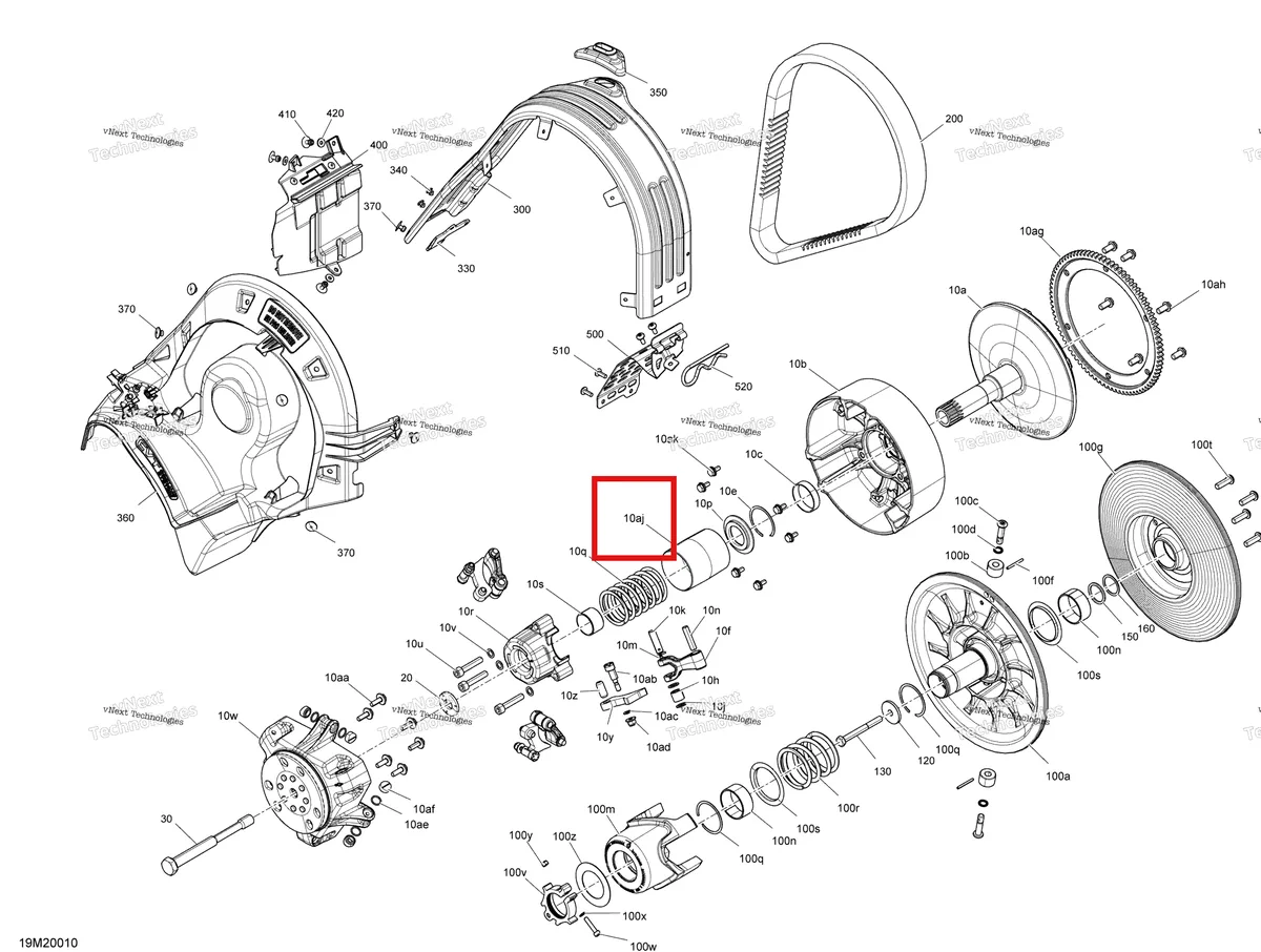 Деталь 417009205 (Фикстор резьбы) на схеме узла 2020 Ski-Doo RENEGADE 600 CARB Pulley - System