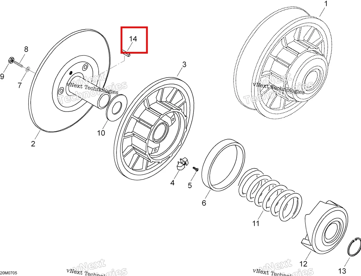 Деталь 417119400 (Шпонка) на схеме узла 2007 Ski-Doo Expedition TUV 600 H.O. SDI Driven Pulley
