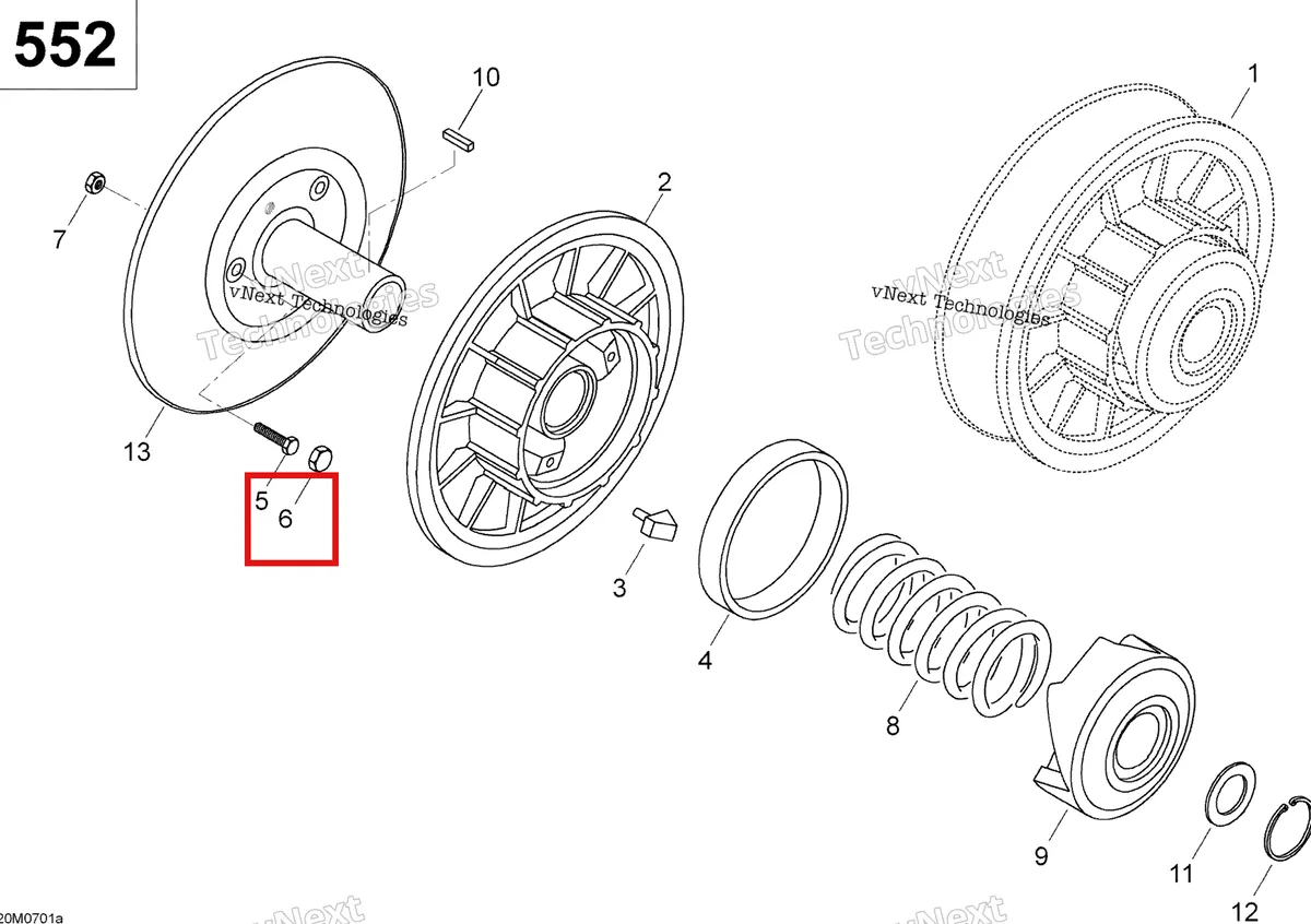 Деталь 417119600 (Деталь Plastic Cap) на схеме узла 2007 Ski-Doo Skandic SUV 550F Driven Pulley 550F Suv