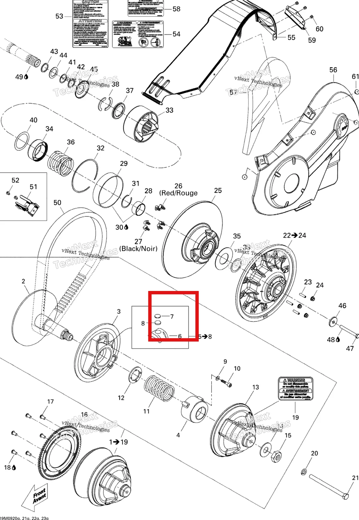 Деталь 417120400 (Деталь Weight 21 Gr) на схеме узла 2009 Ski-Doo Summit Fan Pulley System
