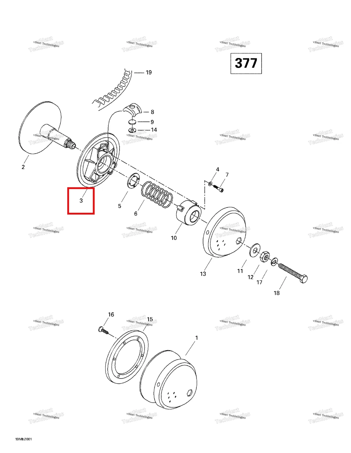 Деталь 417121300 (Деталь Sliding Half Pulley) на схеме узла