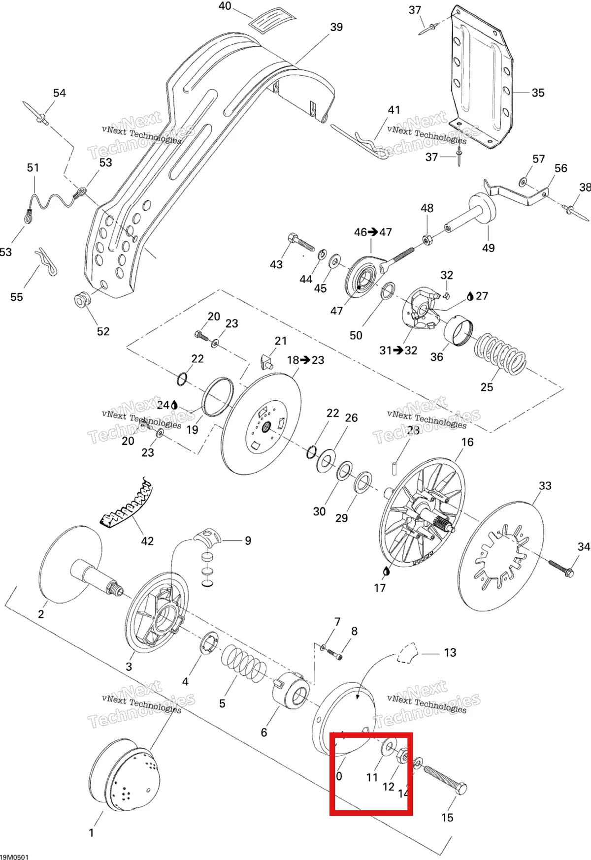Деталь 417122400 (Шайба) на схеме узла 2005 Ski-Doo Tundra R Pulley System