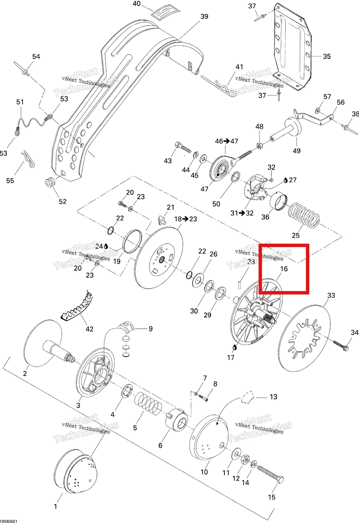 Деталь 417124500 на схеме узла 2005 Ski-Doo Tundra R Pulley System