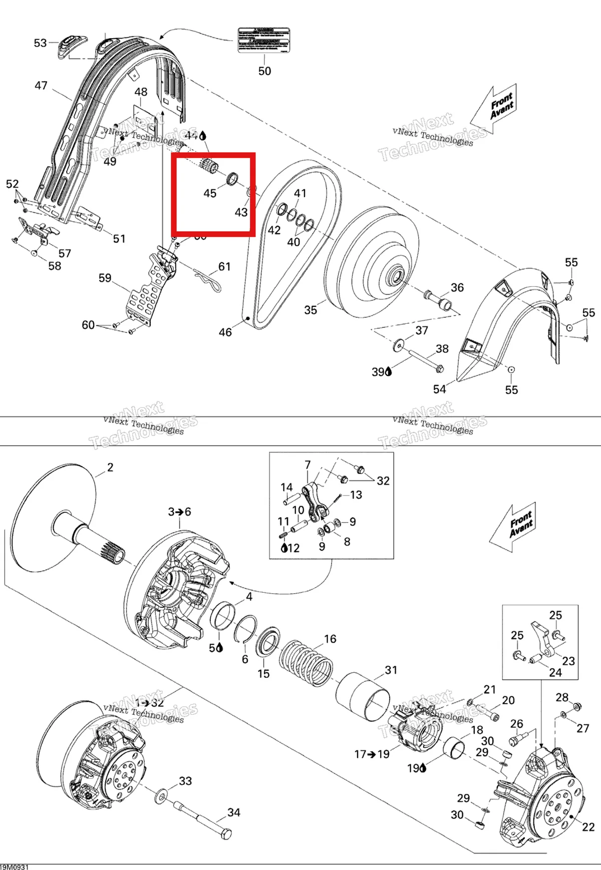 Деталь 417126302 (Проставка) на схеме узла 2009 Ski-Doo MX Z X 600RS Pulley System
