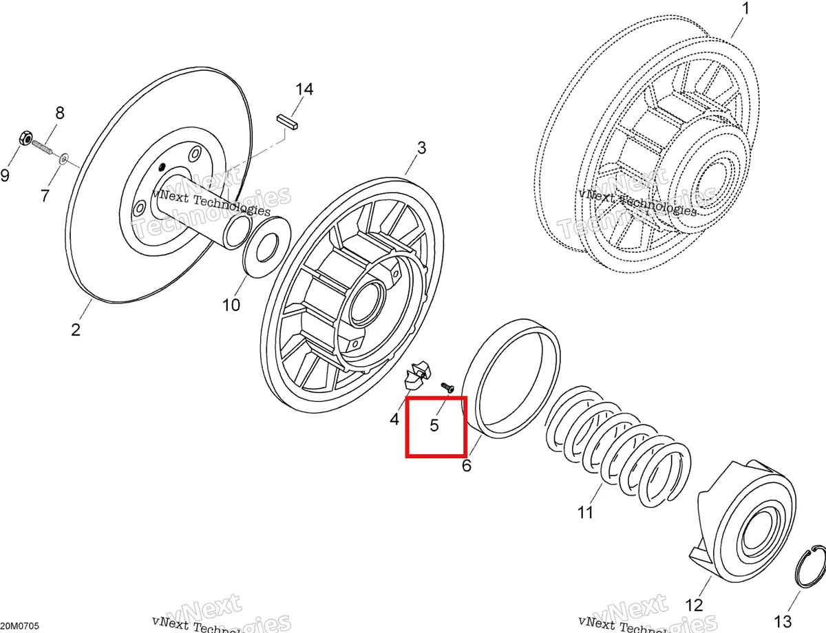 Деталь 417126308 на схеме узла 2007 Ski-Doo Expedition TUV 600 H.O. SDI Driven Pulley
