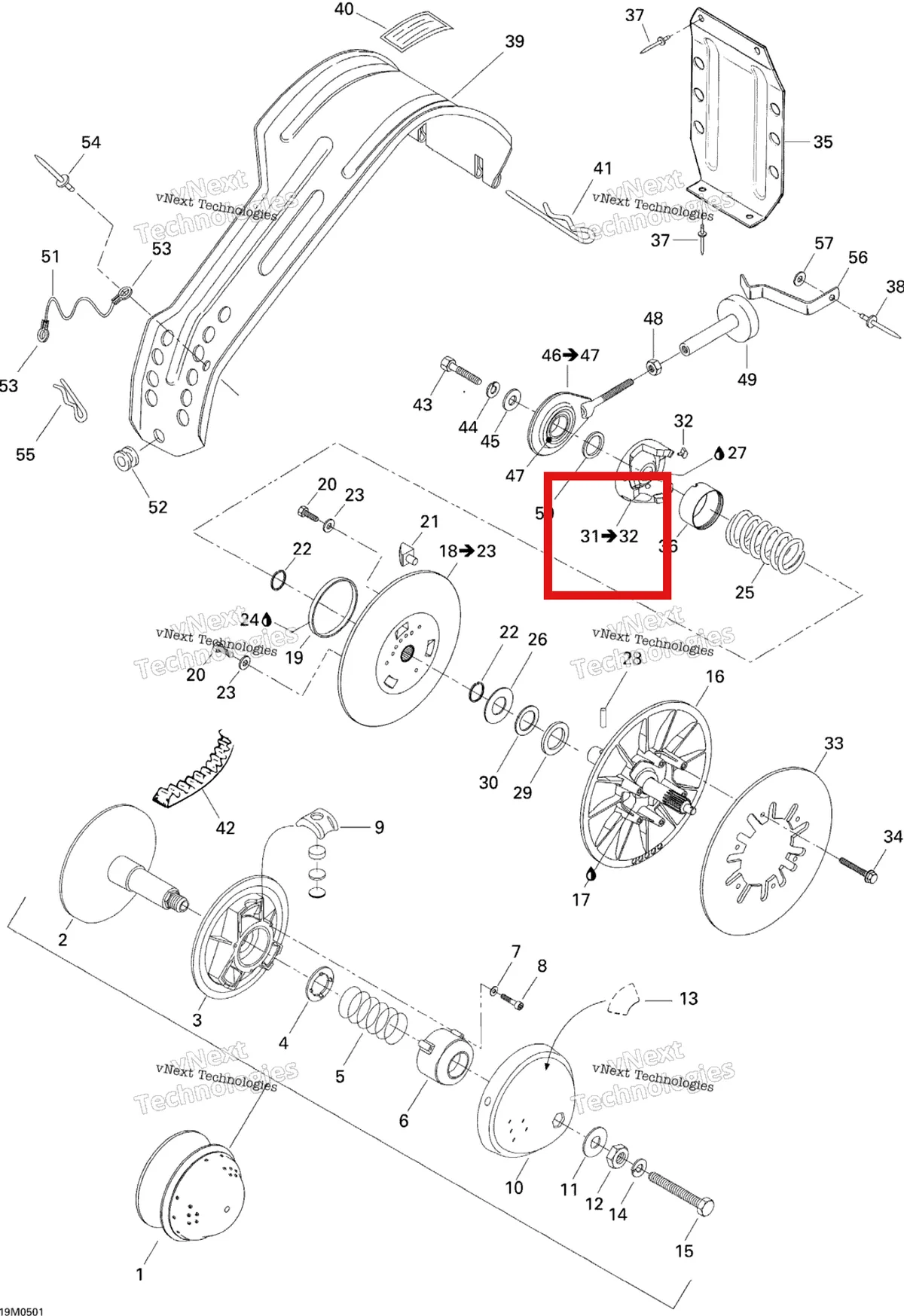 Деталь 417126350 на схеме узла 2005 Ski-Doo Tundra R Pulley System