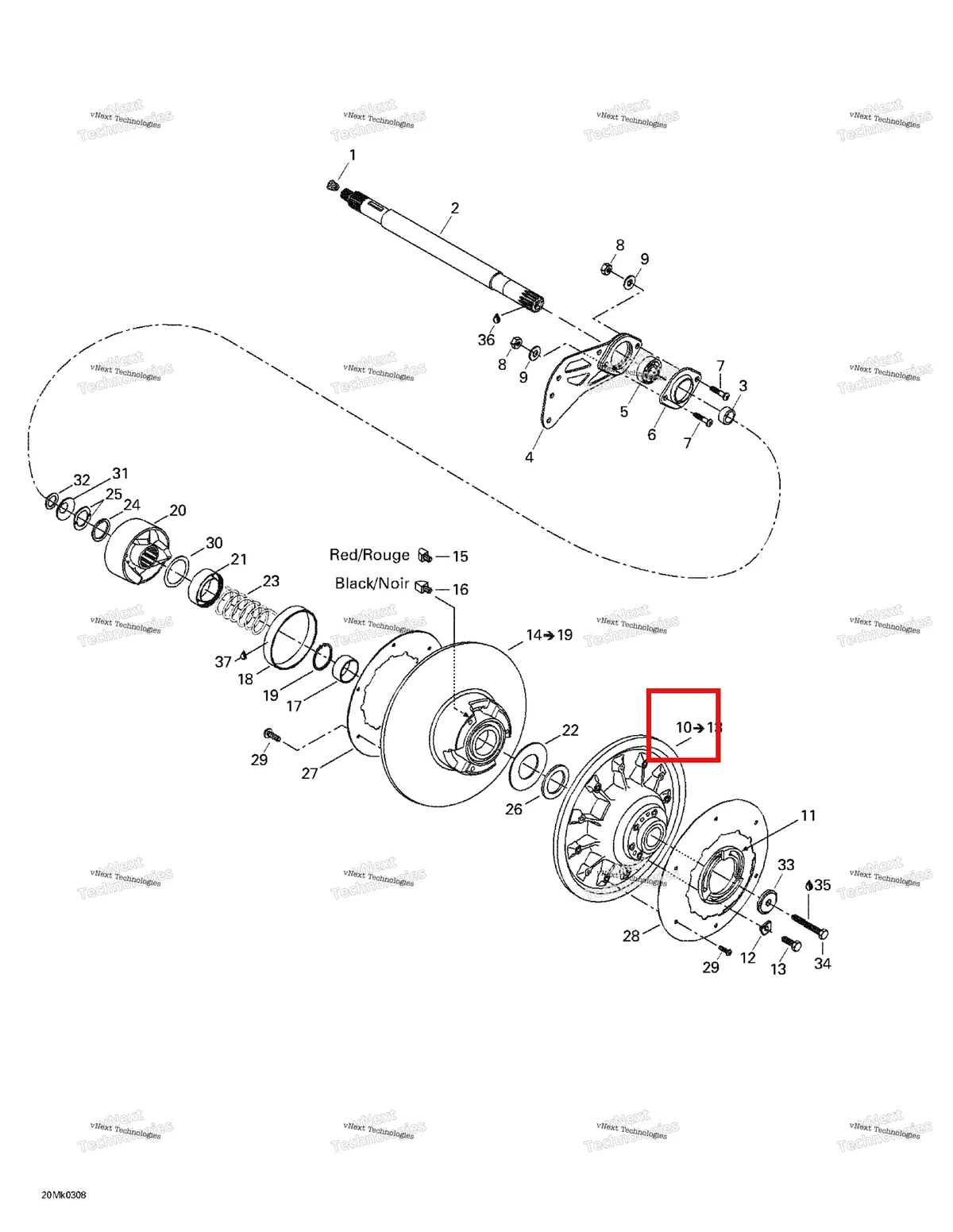 Деталь 417126414 на схеме узла 2003 Ski-Doo Mach Z Driven Pulley