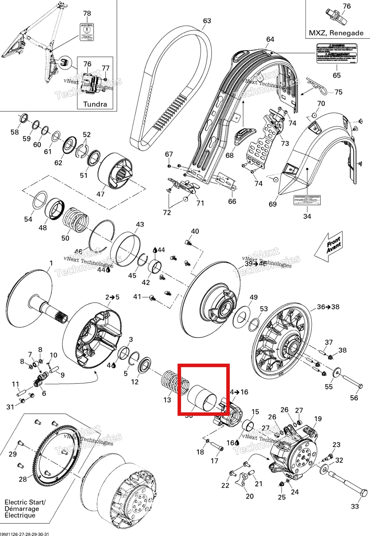 Деталь 417126445 (Деталь Cam Ass'y) на схеме узла 2011 Ski-Doo Grand Touring Sport 550F XP-FAN Pulley System