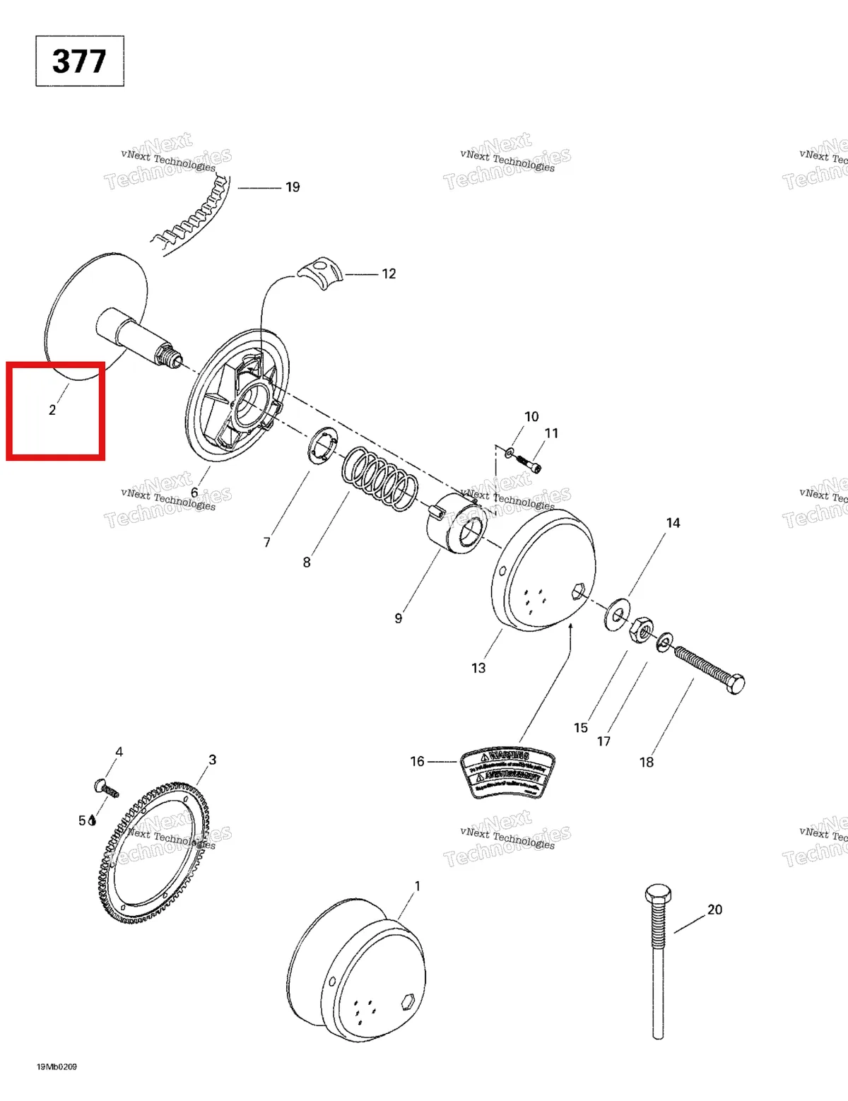 Деталь 417126619 (Деталь Fixed Half Pulley) на схеме узла