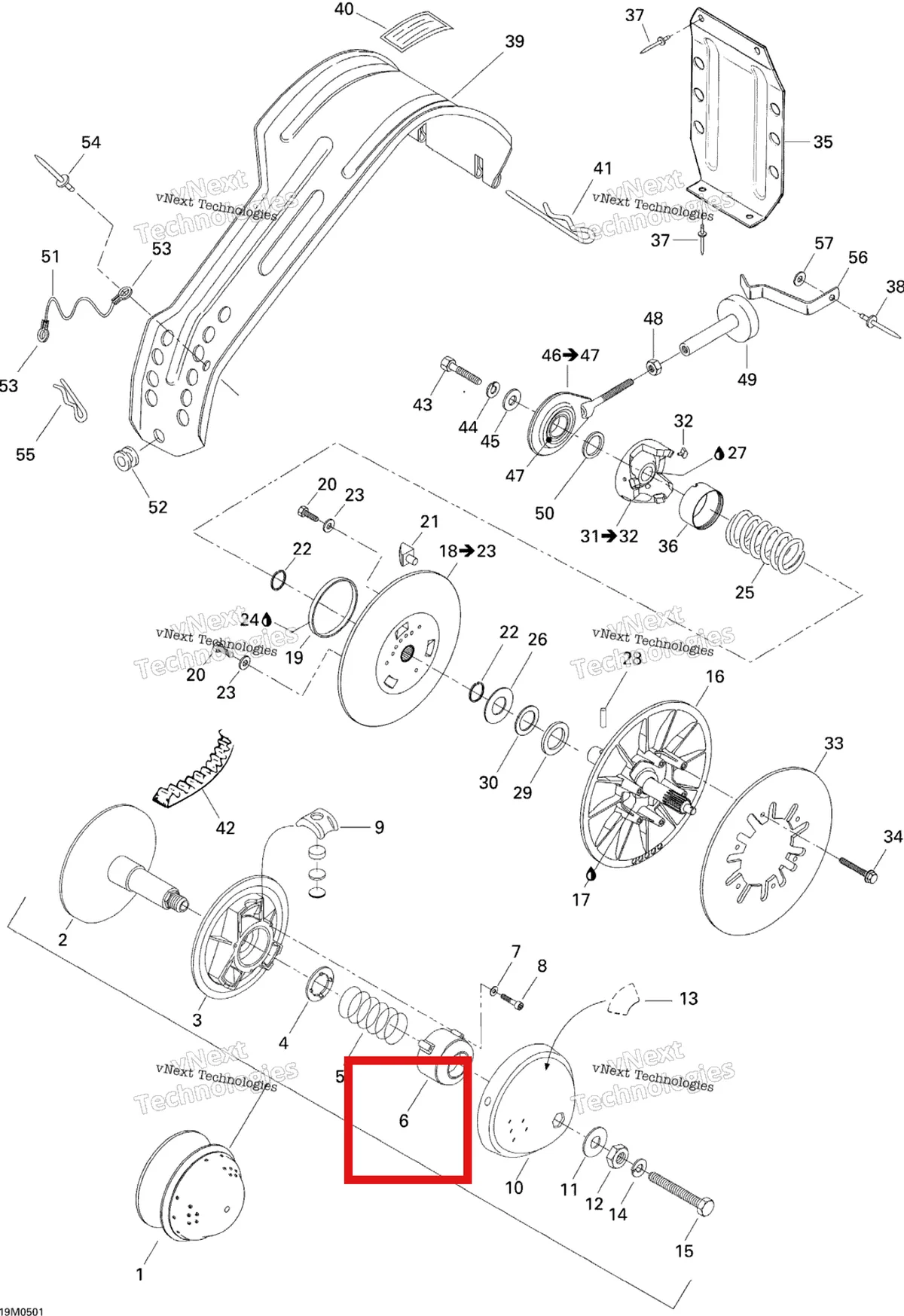 Деталь 417126622 (Деталь Spring Cover) на схеме узла 2005 Ski-Doo Tundra R Pulley System