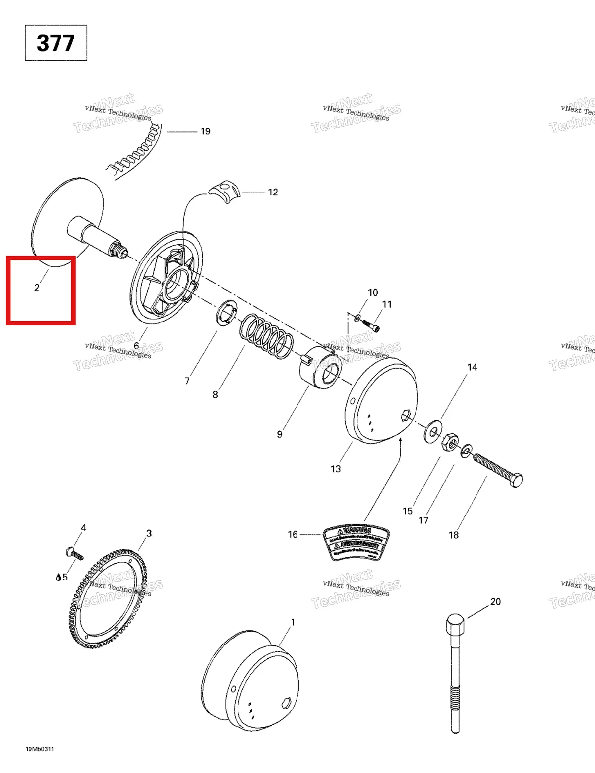 Деталь 417126690 (Деталь Fixed Half Pulley) на схеме узла