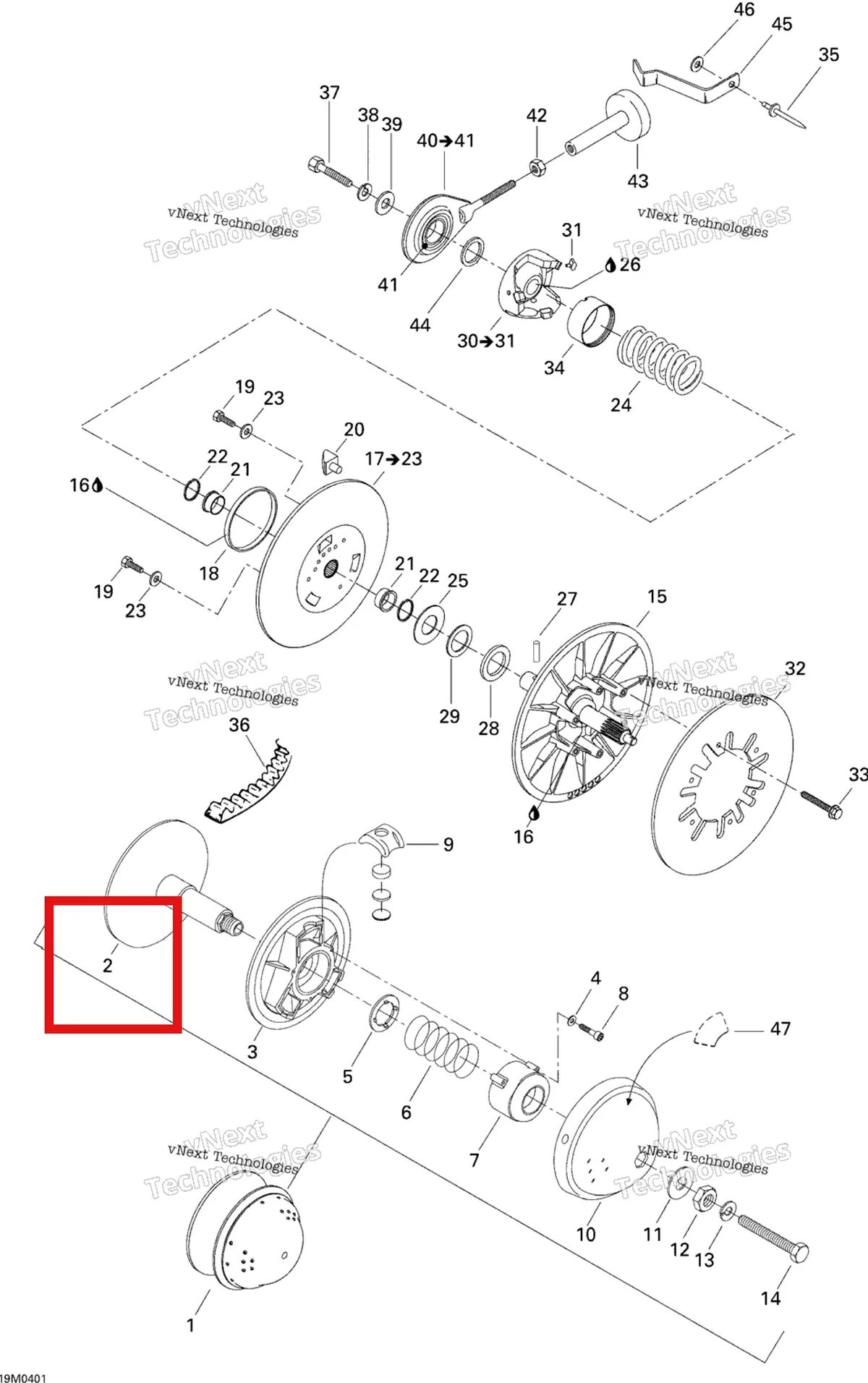 Деталь 417126691 на схеме узла 2004 Ski-Doo Tundra R Pulley System