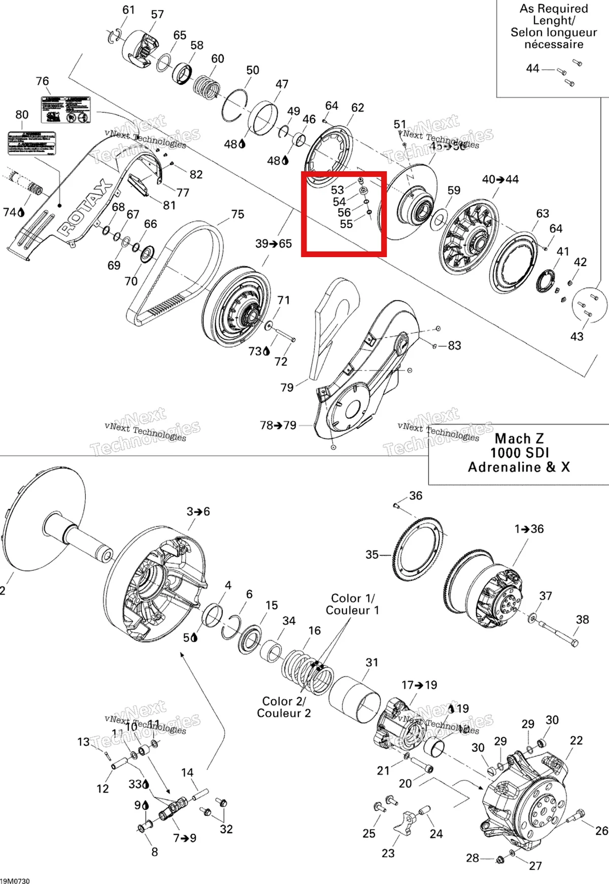 Деталь 417126797 (Шайба) на схеме узла 2007 Ski-Doo MACH Z Adrenaline Pulley System