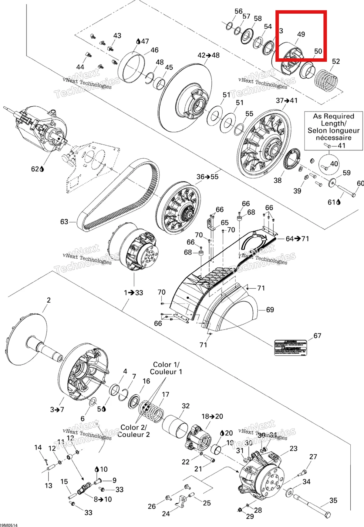 Деталь 417126803 (Деталь Cam 44-30 Degr.) на схеме узла 2004 Ski-Doo Elite 1500 2nd Edition Pulley System