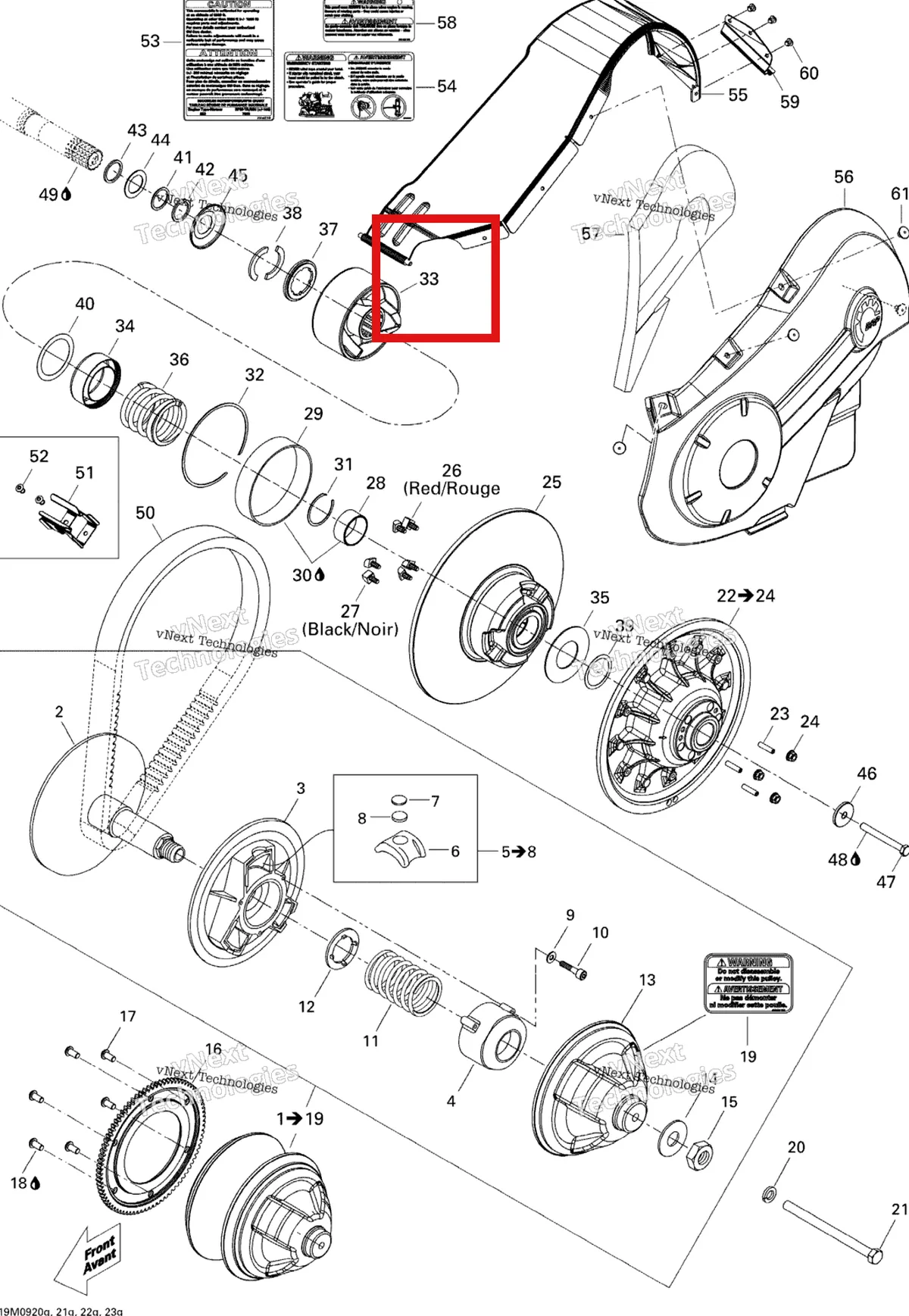 Деталь 417126830 (Деталь Cam 44/40) на схеме узла 2009 Ski-Doo Summit Fan Pulley System