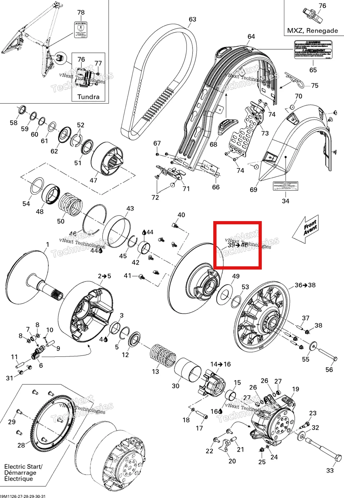 Деталь 417126909 (Деталь Sliding Pulley Ass'y. Includes 5 To 11) на схеме узла 2011 Ski-Doo Tundra STD & Sport & LT 550F XP-LTS Pulley System