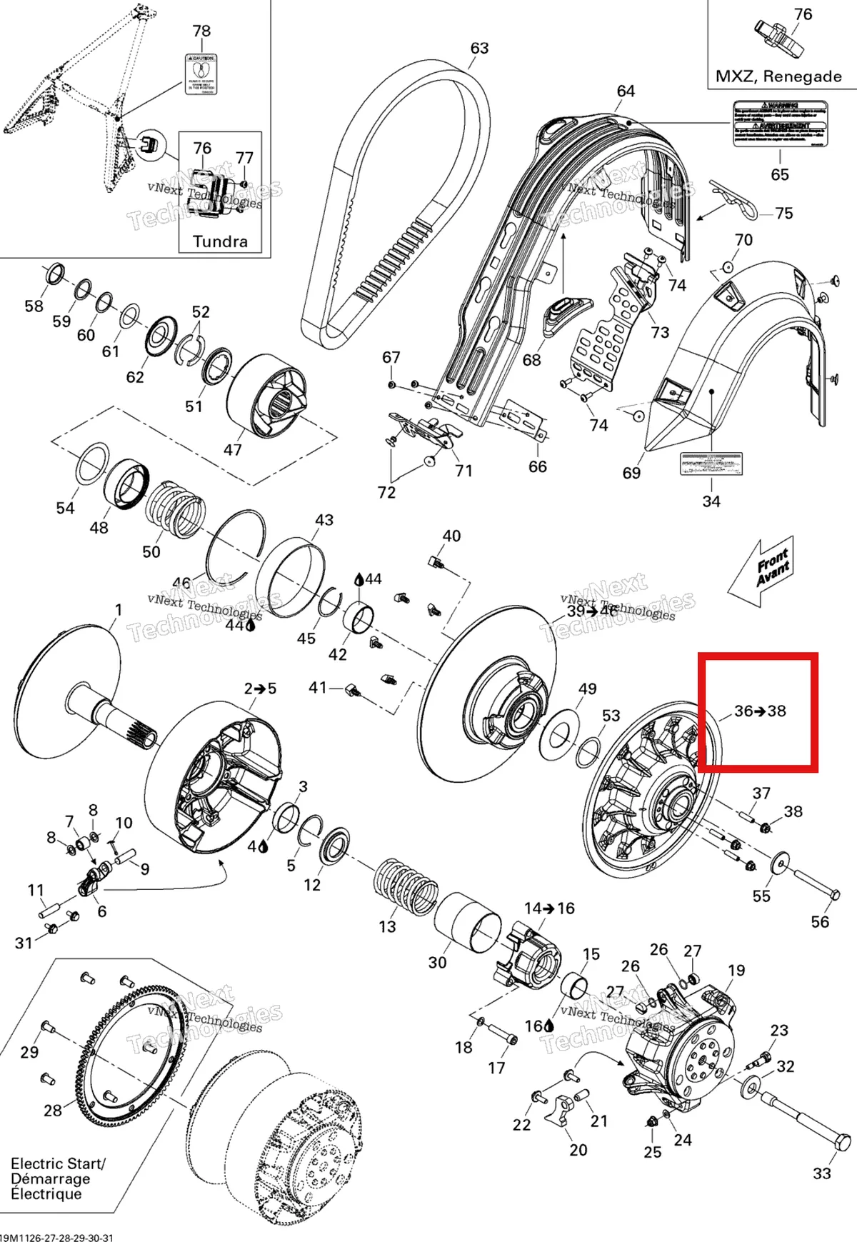 Деталь 417127022 (Фиксированный Фланец) на схеме узла 2011 Ski-Doo Tundra STD & Sport & LT 550F XP-LTS Pulley System