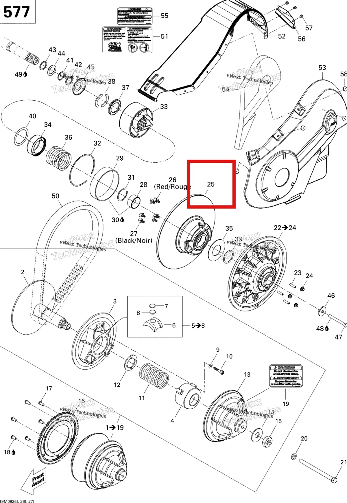 Деталь 417127026 (Деталь Sliding Pulley. Includes 4 To 11) на схеме узла 2009 Ski-Doo Skandic Tundra LT 550F Pulley System