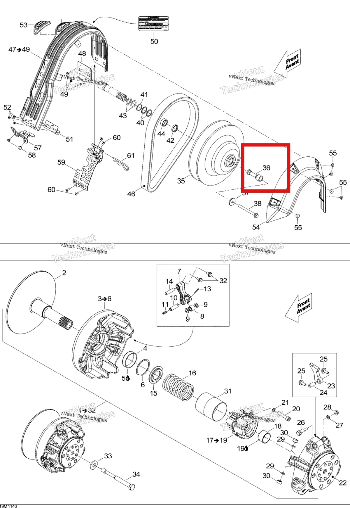 Деталь 417127149 на схеме узла 2011 Ski-Doo MX Z X 600RS Pulley System