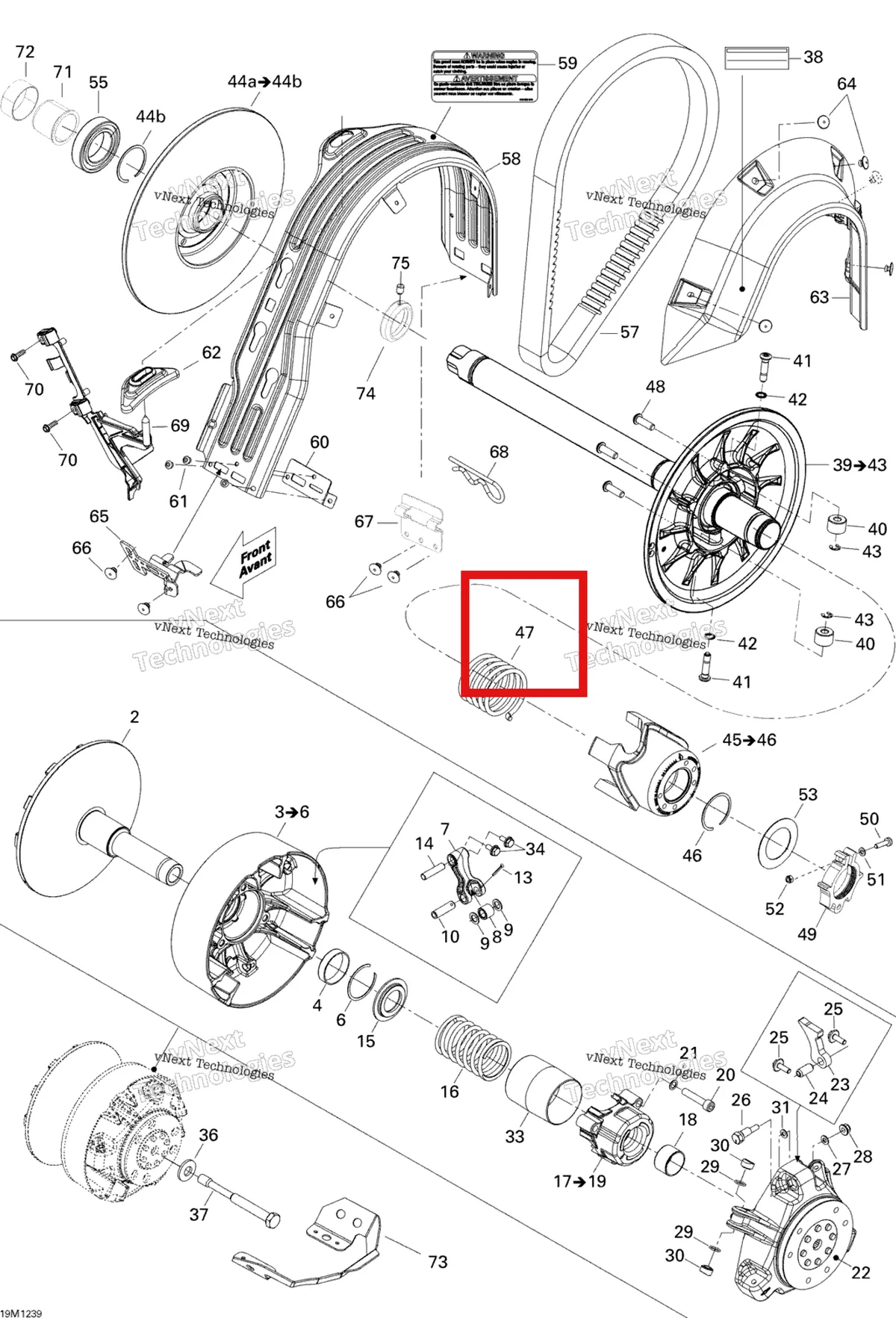 Деталь 417127151 (Пружина) на схеме узла 2012 Ski-Doo Expedition LE 1200 XU Pulley System