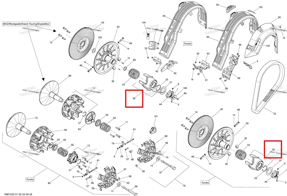 Деталь 417127235 (Деталь Cam Ass'y. Includes 35 To 36) на схеме узла XP Pulley System