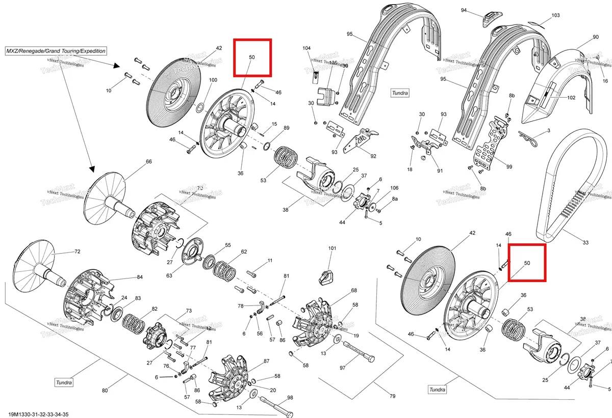 Деталь 417127334 (Деталь Fixed Flange Ass'y. Includes 29 To 33) на схеме узла XP Pulley System