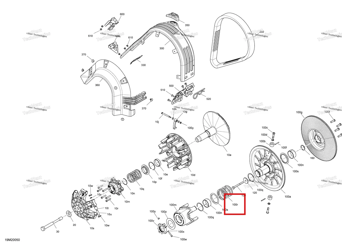 Деталь 417127344 (Деталь Spring, Rose-pink 204-367) на схеме узла 2020 Ski-Doo TUNDRA 600 ACE Pulley - System