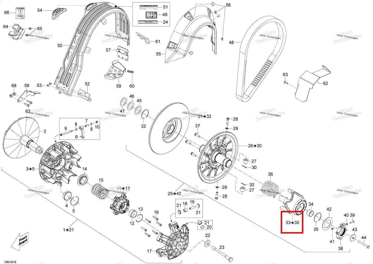 Деталь 417127411 (хомут) на схеме узла 2020 Ski-Doo SKANDIC WT 900 ACE Pulley - System