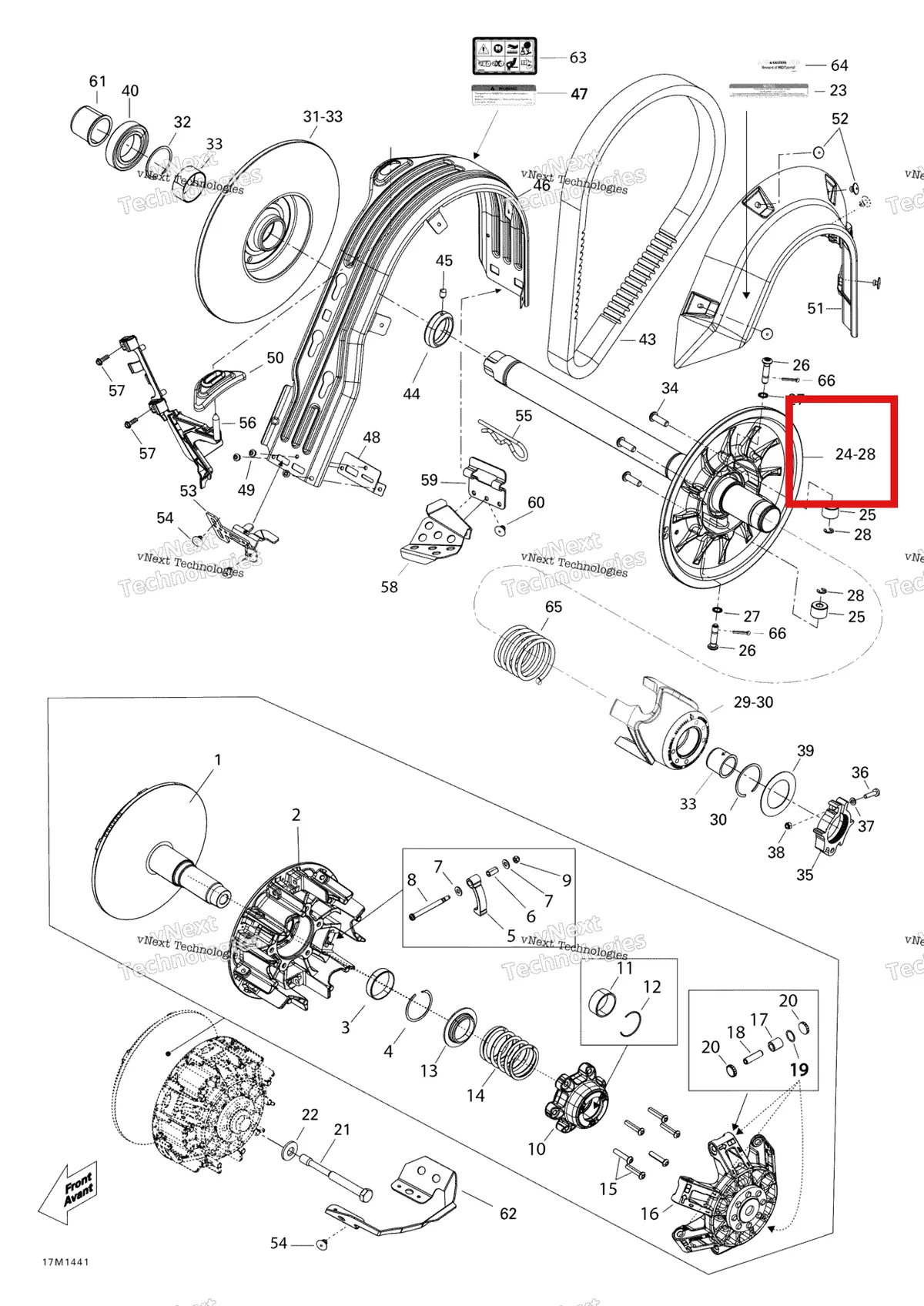 Деталь 417127423 (Фиксированный Фланец) на схеме узла 2014 Ski-Doo EXPEDITION LE 1200 XU Pulley System