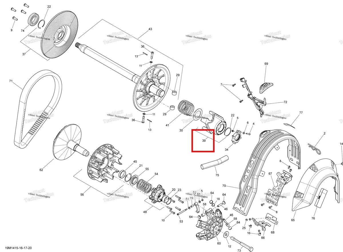 Деталь 417127424 на схеме узла 2014 Ski-Doo MXZ X 12004TEC XR Pulley System