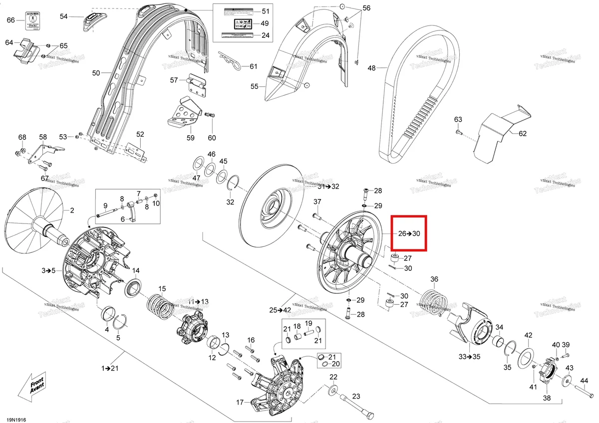 Деталь 417127433 (хомут) на схеме узла 2020 Ski-Doo SKANDIC WT 900 ACE Pulley - System