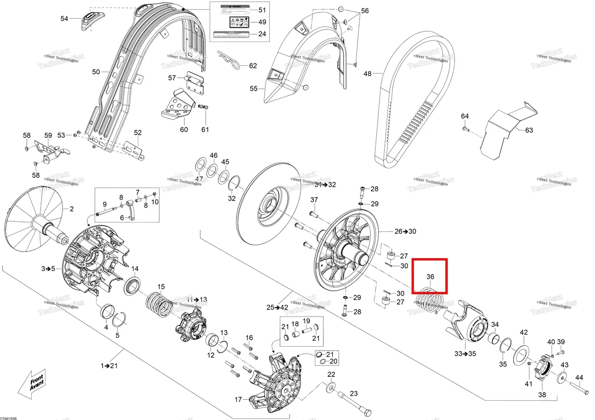 Деталь 417127434 (Пружина) на схеме узла 2015 Ski-Doo EXPEDITION LE 900 ACE Pulley System