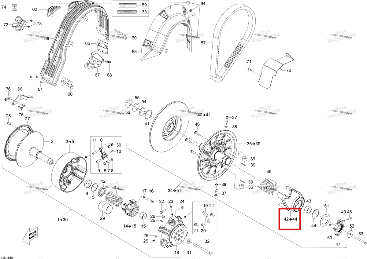 Деталь 417127459 на схеме узла 2019 Ski-Doo SKANDIC SWT 600HO E-TEC Pulley - Package Swt