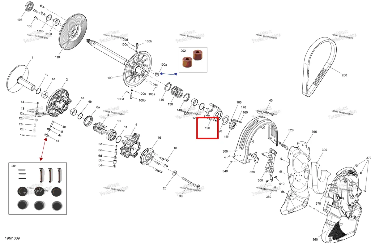 Деталь 417127564 на схеме узла 2018 Ski-Doo RENEGADE 850 E-TEC Pulley
