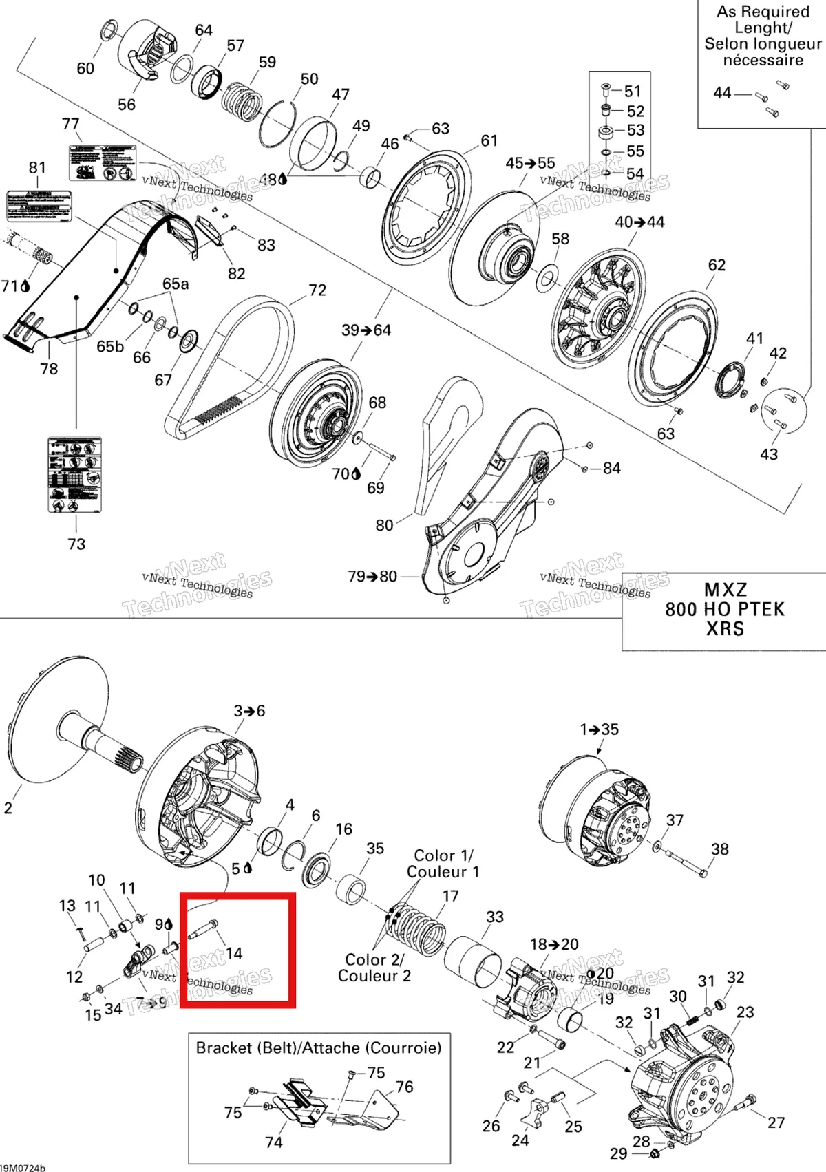 Деталь 417222028 (Деталь Screw Assy) на схеме узла 2007 Ski-Doo MX Z XRS 800 HO PTEK Pulley System 800 Ho