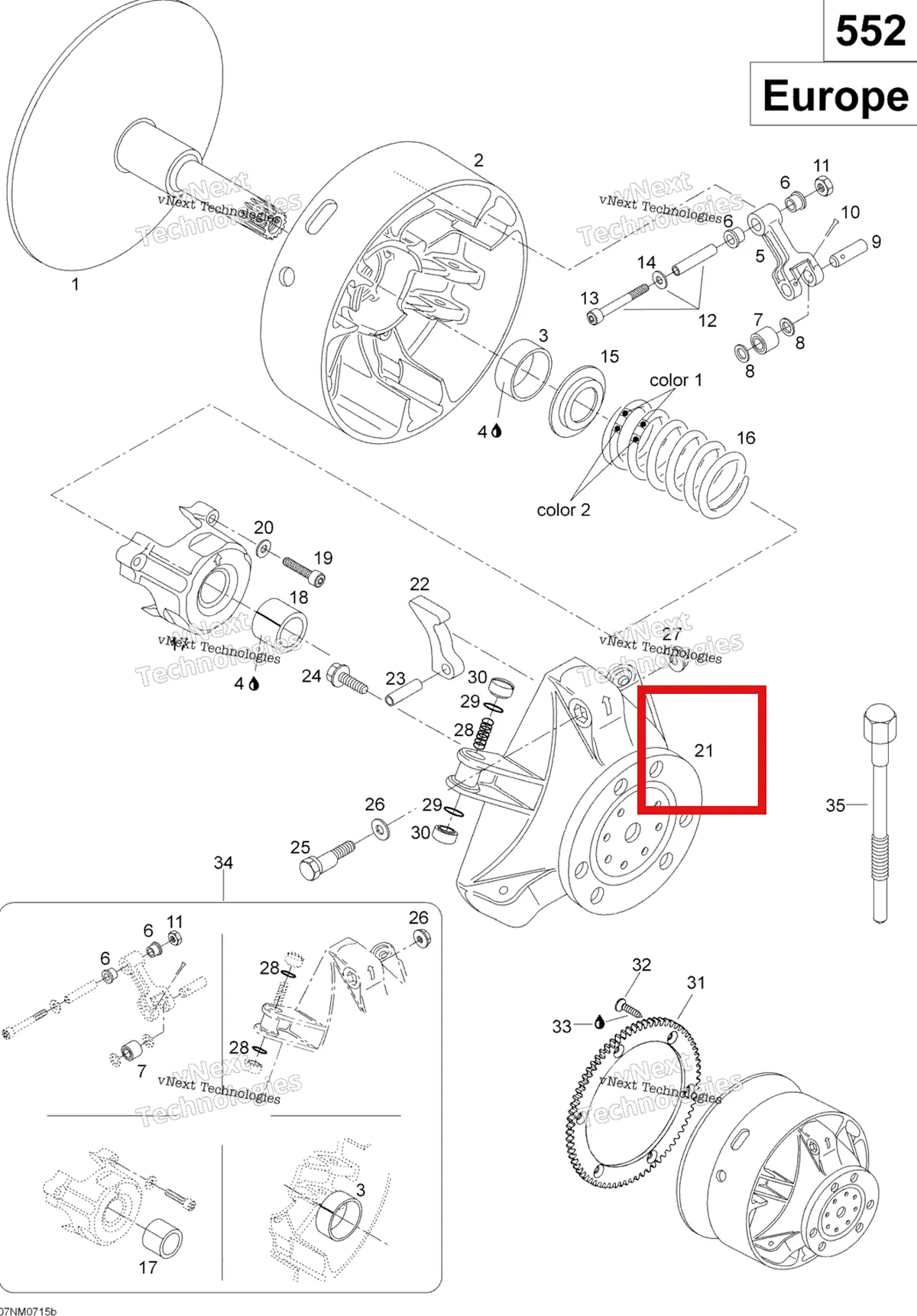 Деталь 417222081 (Деталь Governor Cup Assy) на схеме узла 2007 Ski-Doo Skandic SUV 550F Drive Pulley 550F Suv, Europe