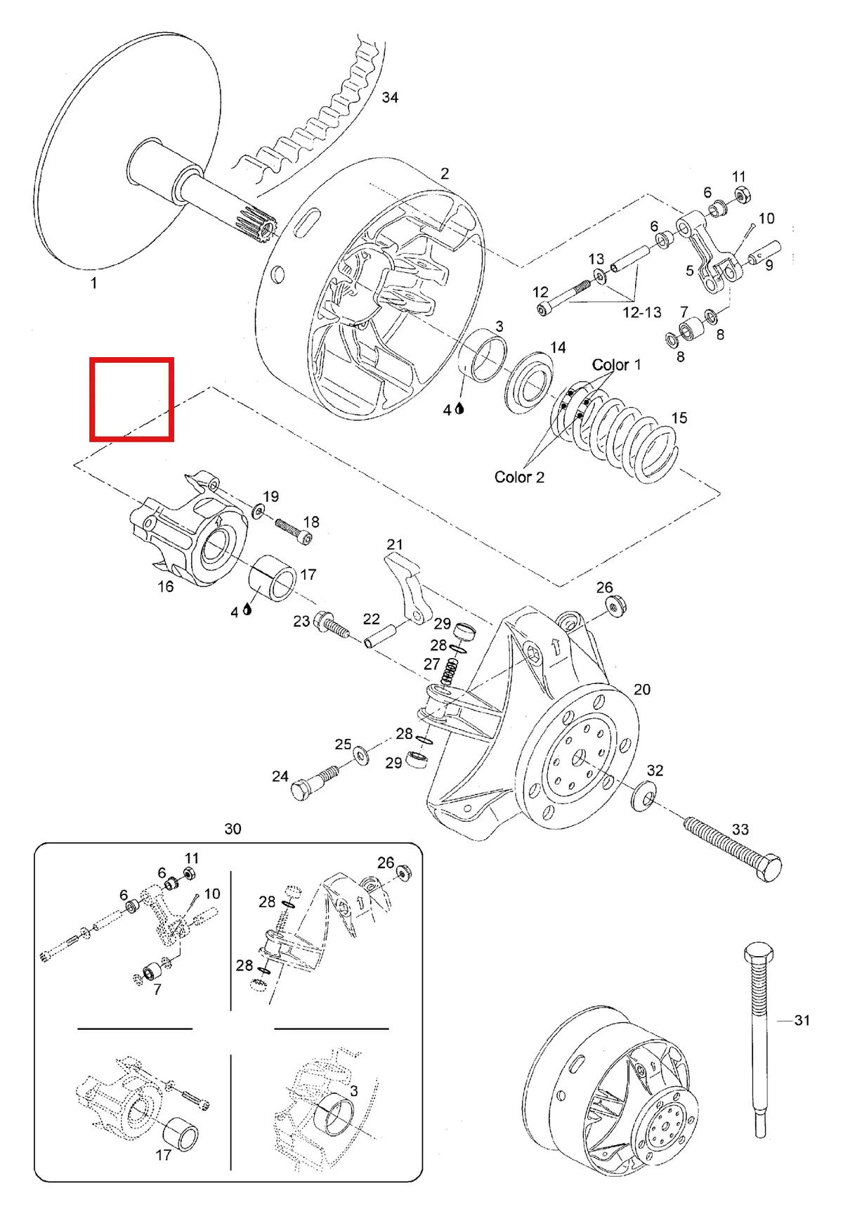 Деталь 417222135 (Деталь Inner Half Assy) на схеме узла 05- Clutch