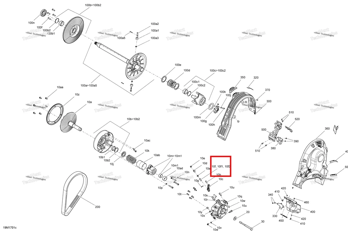 Деталь 417222595 (Штифт) на схеме узла 2017 Ski-Doo SUMMIT - 2-STROKE - 800R E-TEC Pulley System
