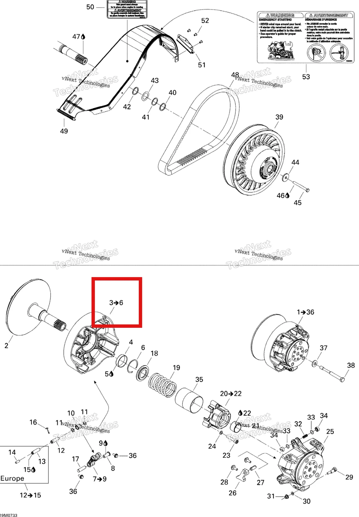 Деталь 417222620 (Деталь Outer Half Assy. Includes Items 2 Thru 3) на схеме узла 2007 Ski-Doo MX Z 440X Racing Pulley System