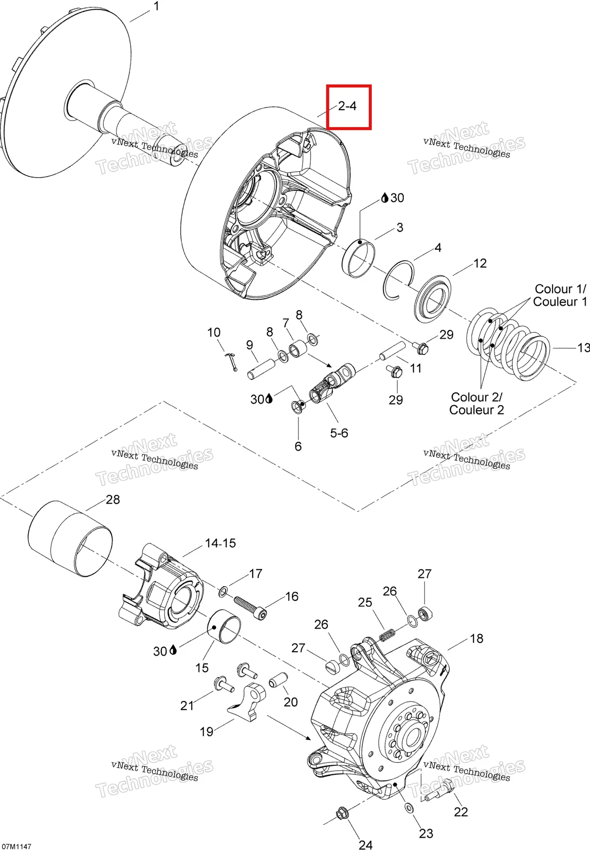 Деталь 417222629 (Деталь Sliding Flange Ass'y. Includes 2 To 4) на схеме узла 2012 Ski-Doo Skandic SWT V800 YetiII Drive Pulley