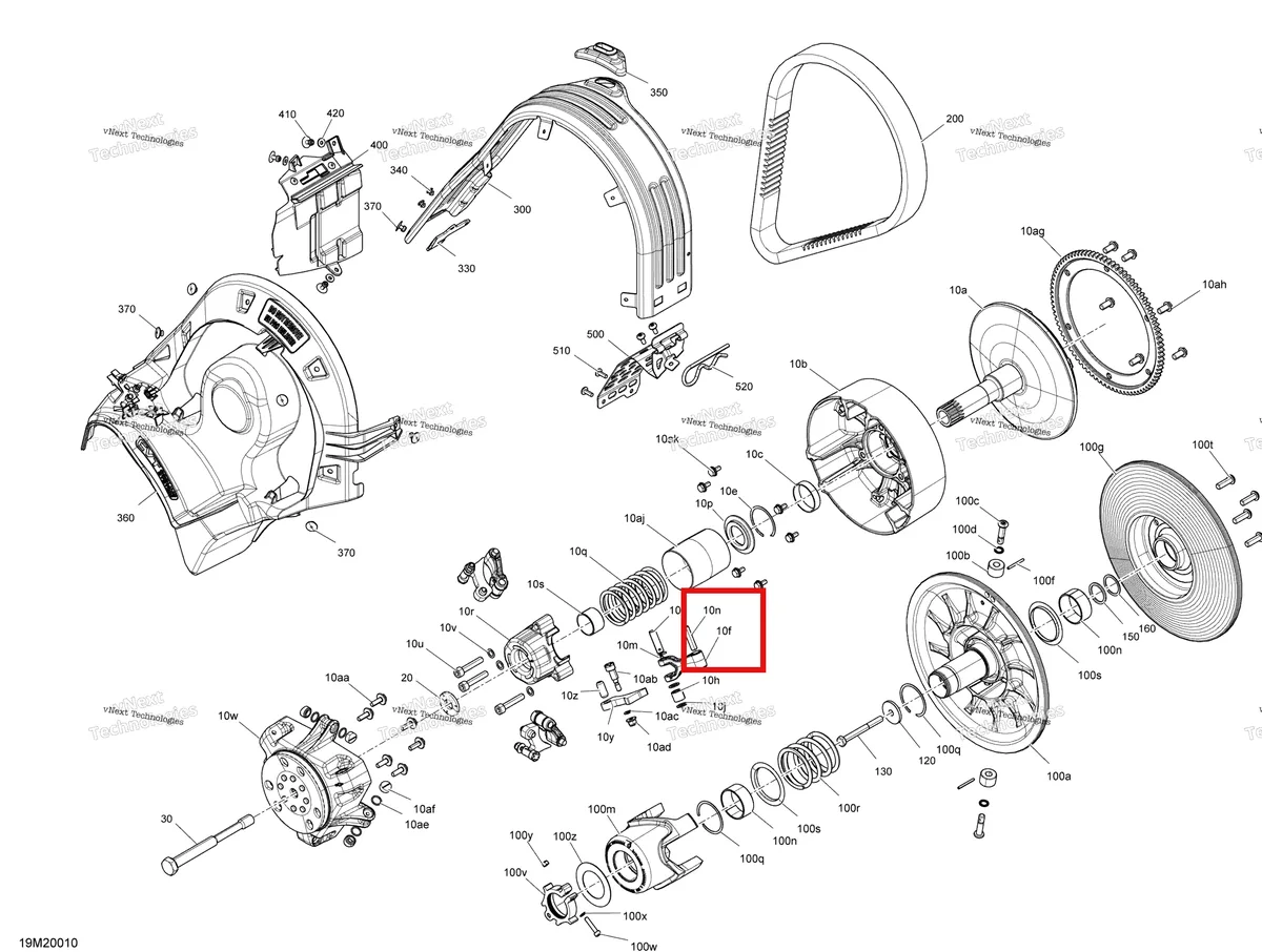 Деталь 417222671 (Рычаг) на схеме узла 2020 Ski-Doo RENEGADE 600 CARB Pulley - System