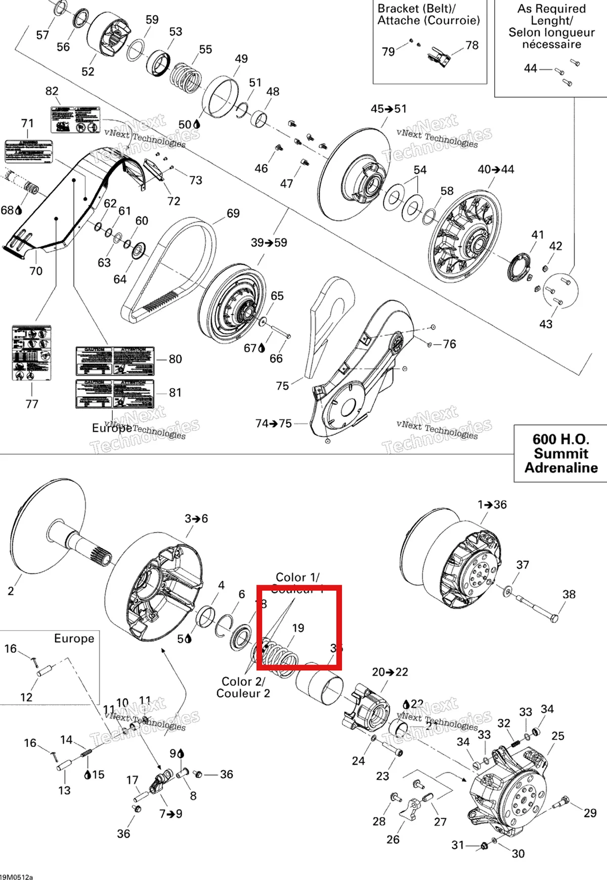 Деталь 417222703 на схеме узла 2005 Ski-Doo Summit 600 HO Pulley System 600Ho Adrenaline