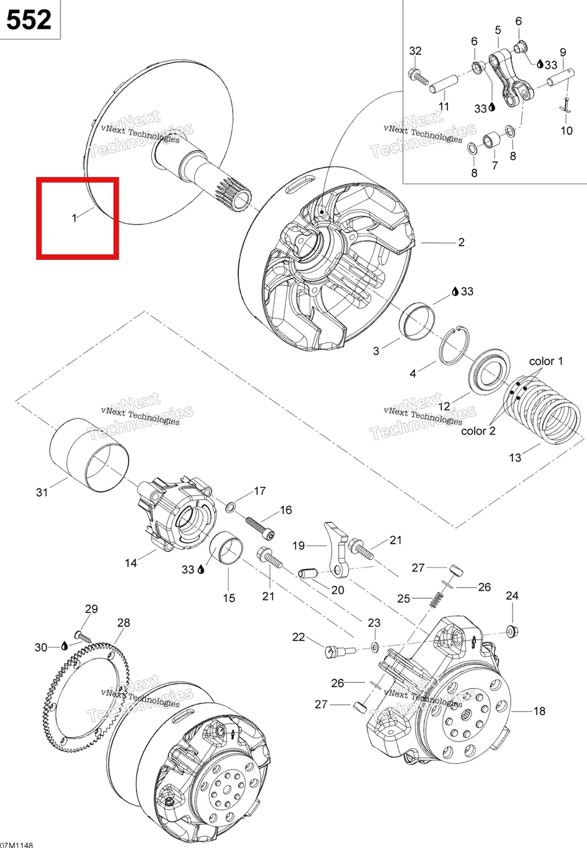 Деталь 417222857 (Деталь Fixed Flange) на схеме узла 2011 Ski-Doo Skandic WT 550F YetiII Drive Pulley
