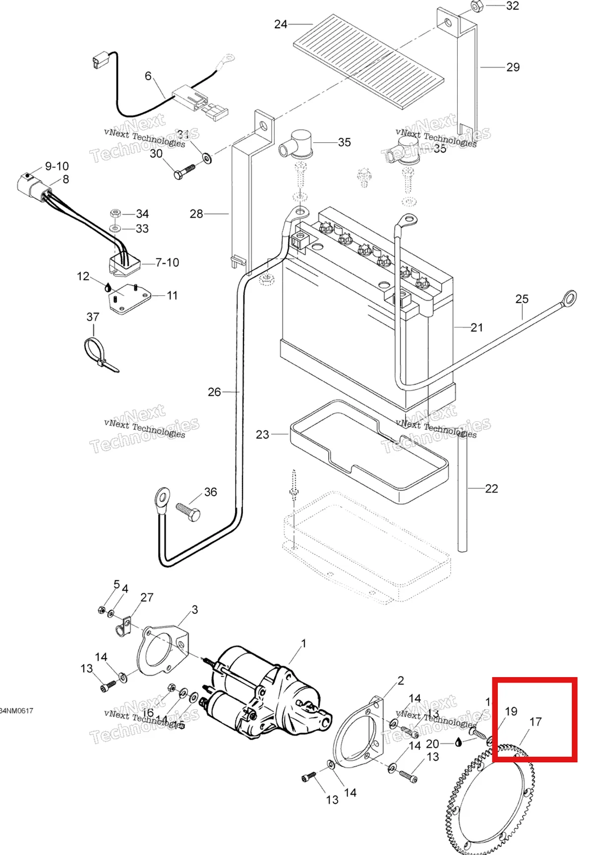 Деталь 417222860 (Деталь Ring Gear(86 Tooth)) на схеме узла 2006 Ski-Doo Skandic LT 440F Battery And Starter
