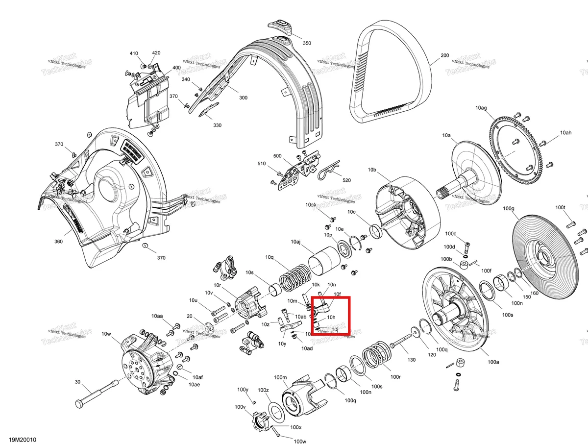 Деталь 417222947 (Ролик) на схеме узла 2020 Ski-Doo RENEGADE 600 CARB Pulley - System